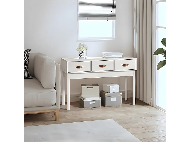 Konsolentisch,Flurtisch Weiß 114x40x75 cm Massivholz Kiefer -gkd860660