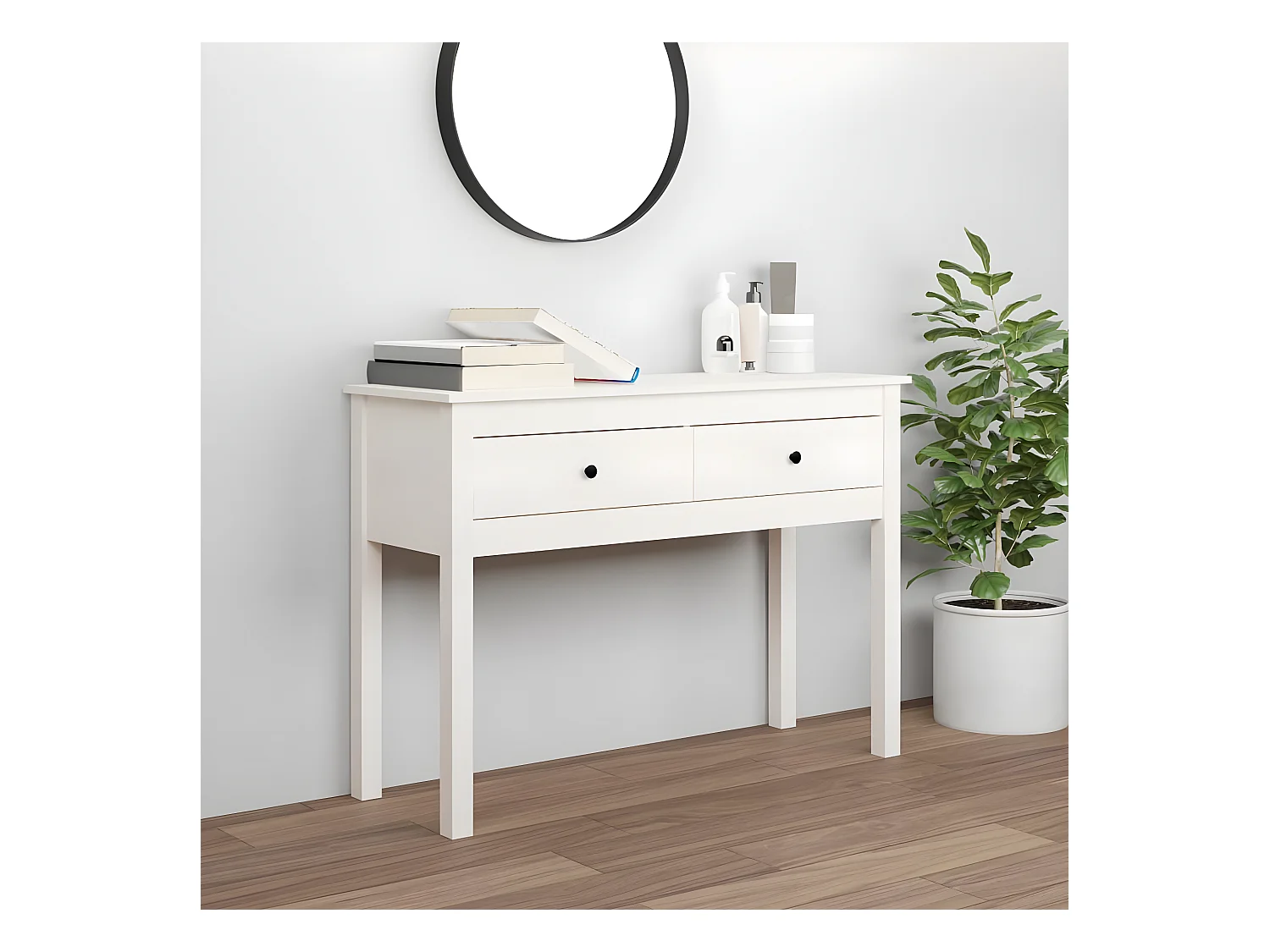 Table console Blanc 100x35x75 cm Bois massif de pin GHR34163