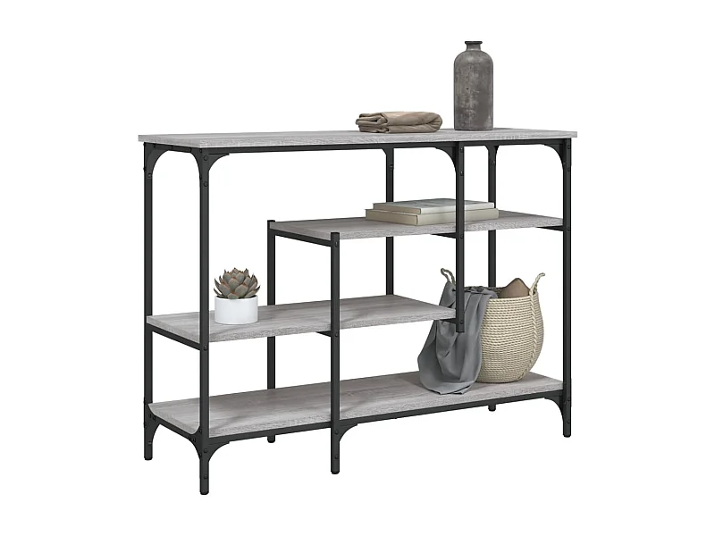 Mesa consola c/ prateleiras 100x35x75 cm cinzento sonoma PT556617