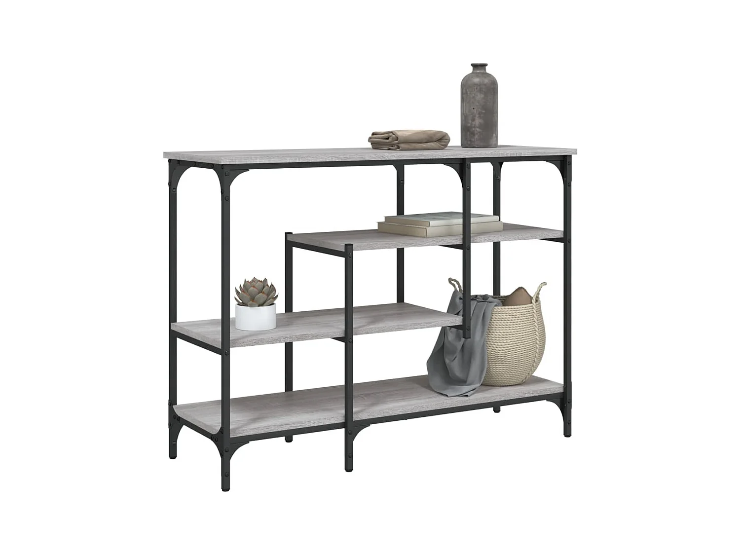 Mesa consola c/ prateleiras 100x35x75 cm cinzento sonoma PT556617