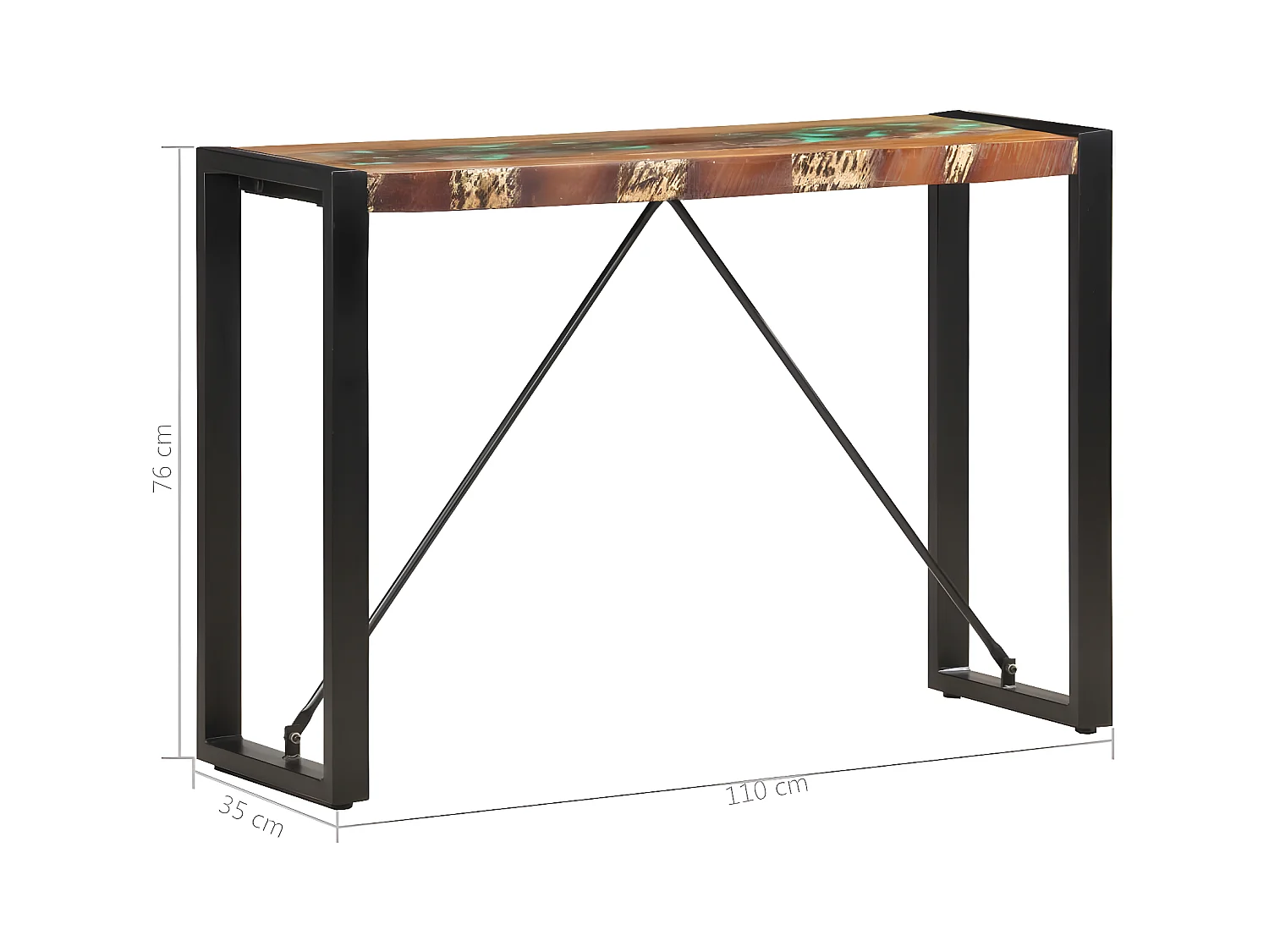 Wandtafel 110x35x76 cm massief gerecycled hout NL911772