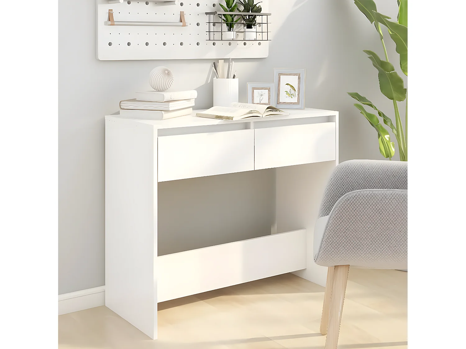 Table console Blanc 89x41x76,5 cm Acier GHR54600