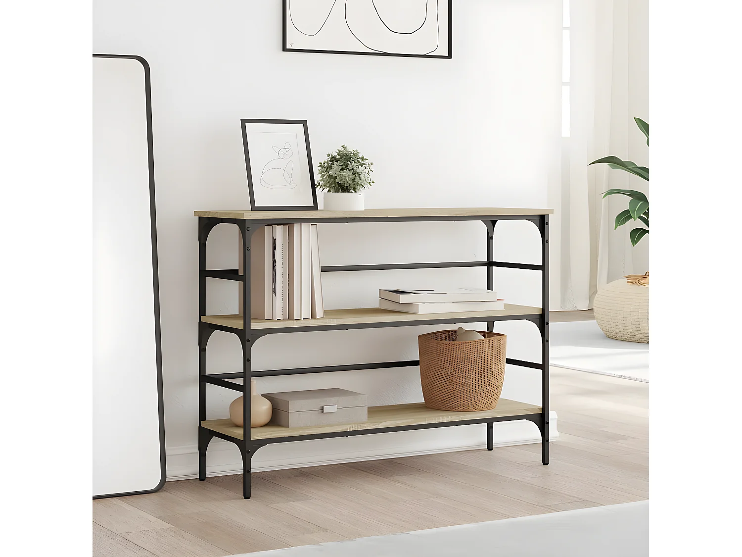 Table console chêne sonoma 100x32x75 cm bois d'ingénierie GHR66831