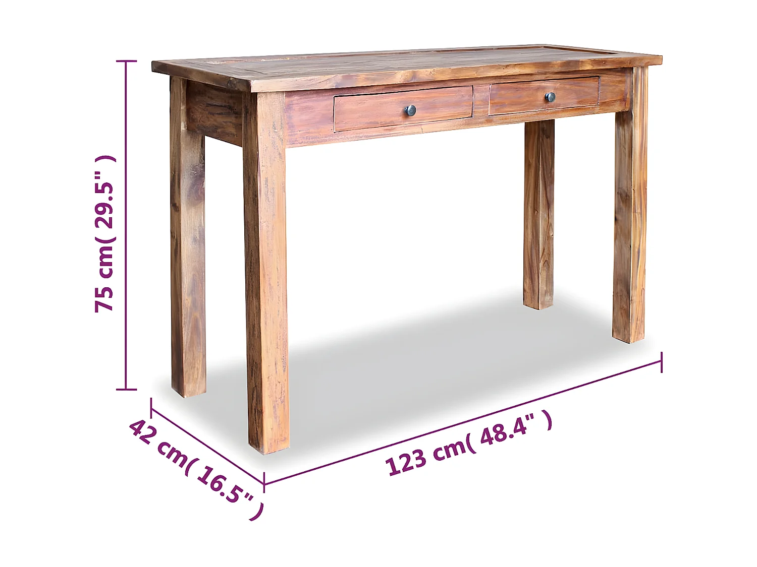 Table console Bois de récupération massif 123 x 42 x 75 cm GHR55899