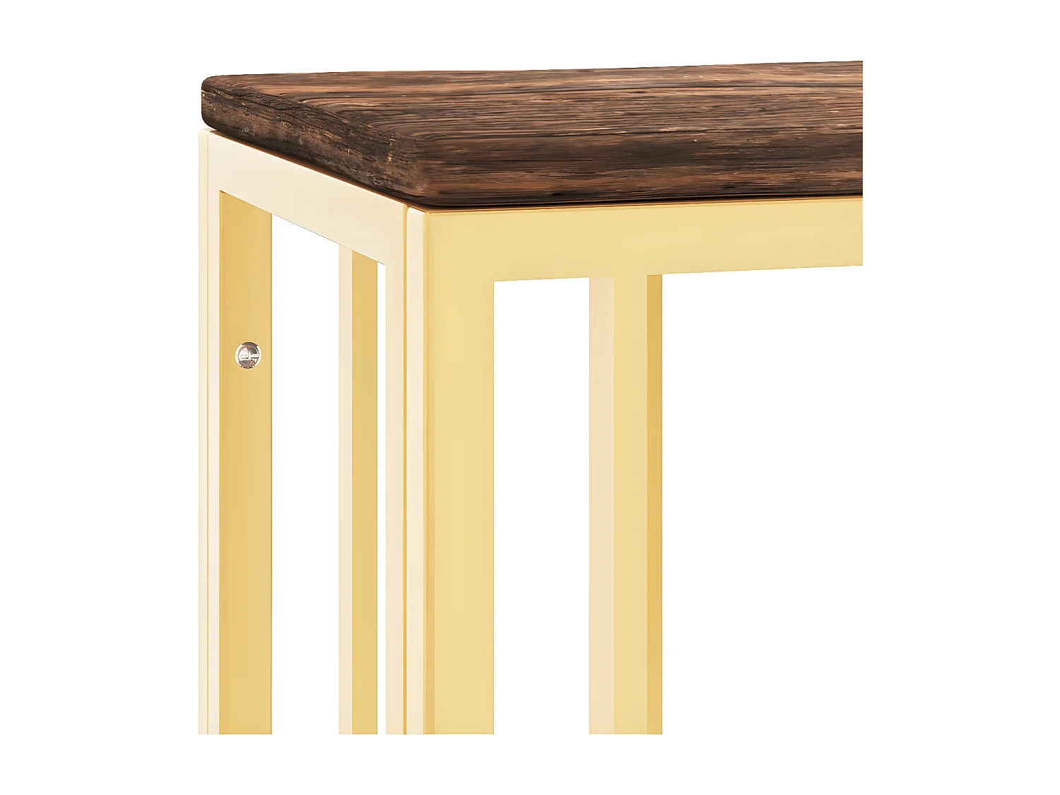 Table console doré acier inoxydable et bois massif récupération GHR97949