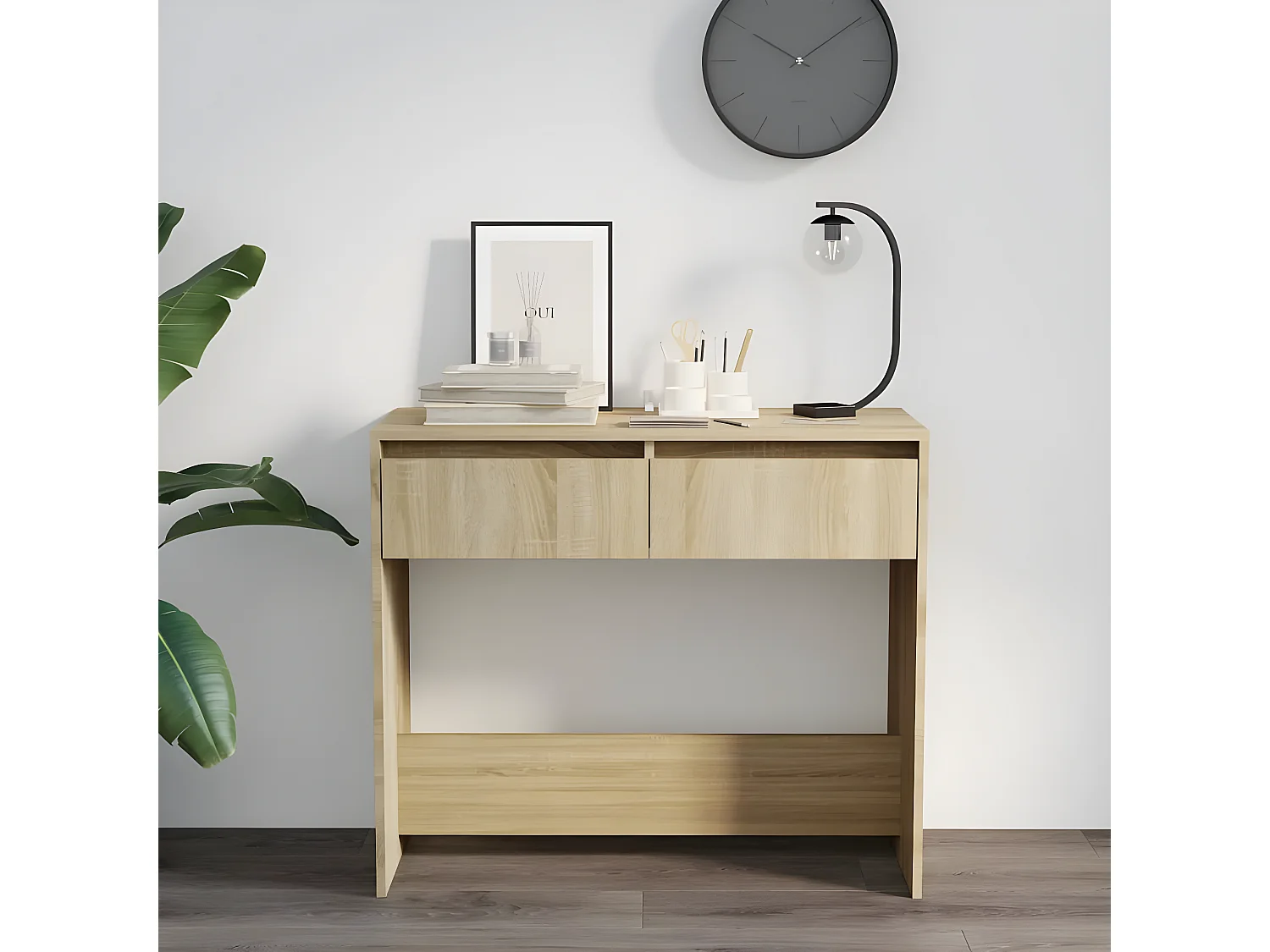 Mesa consola de madera contrachapada roble Sonoma 89x41x76,5 cm ES476672