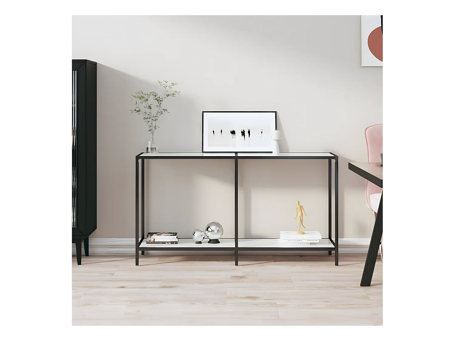 Table console Blanc 140x35x75,5 cm Verre trempé GHR57764