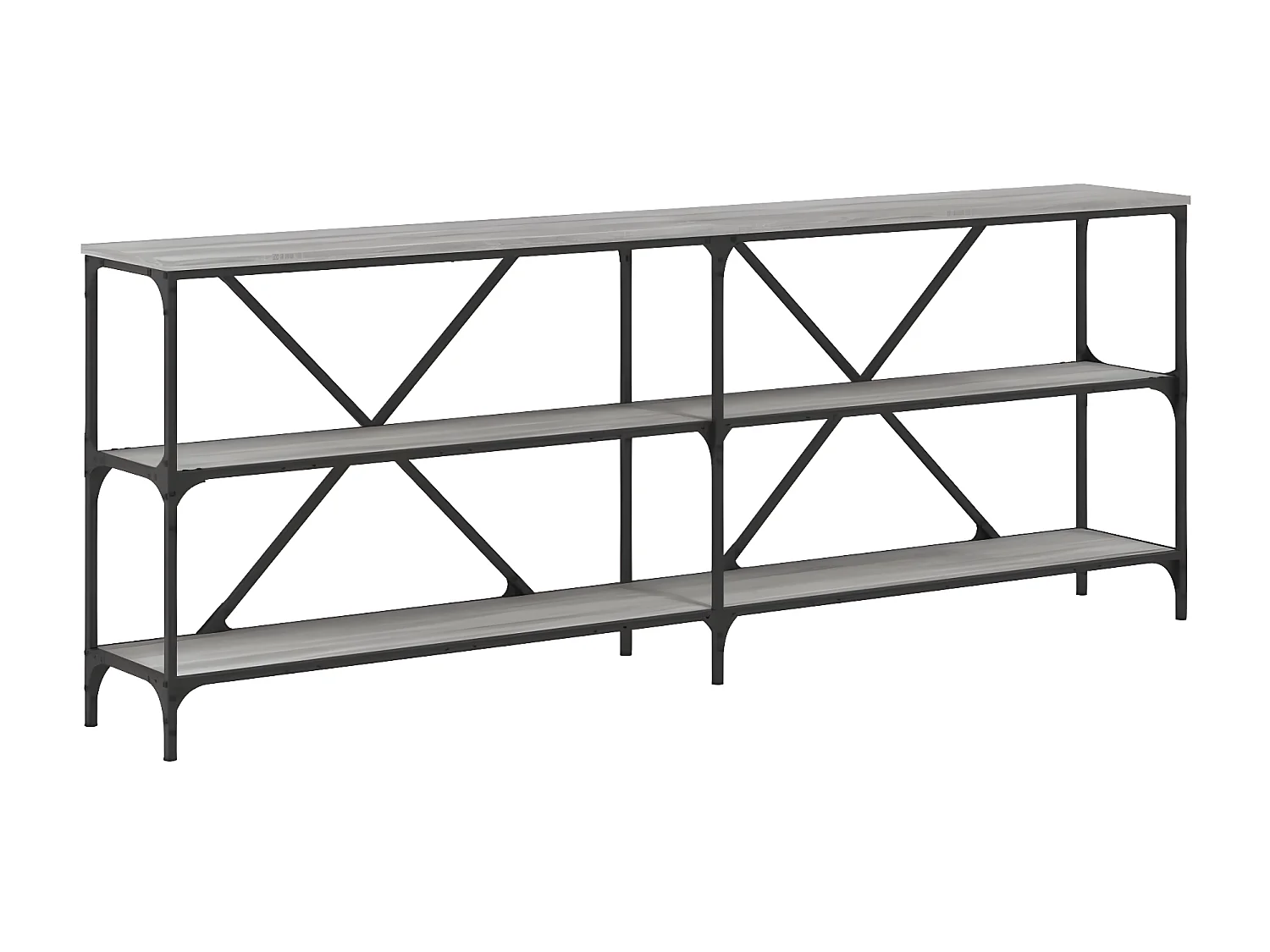 Table console sonoma gris 200x30x75 cm bois d'ingénierie et fer GHR38046