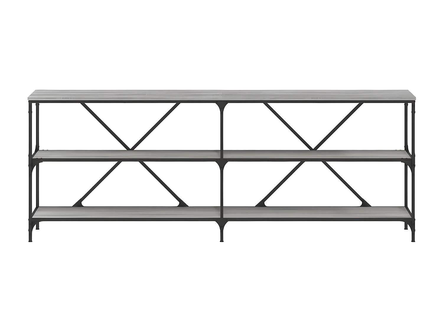 Table console sonoma gris 200x30x75 cm bois d'ingénierie et fer GHR38046