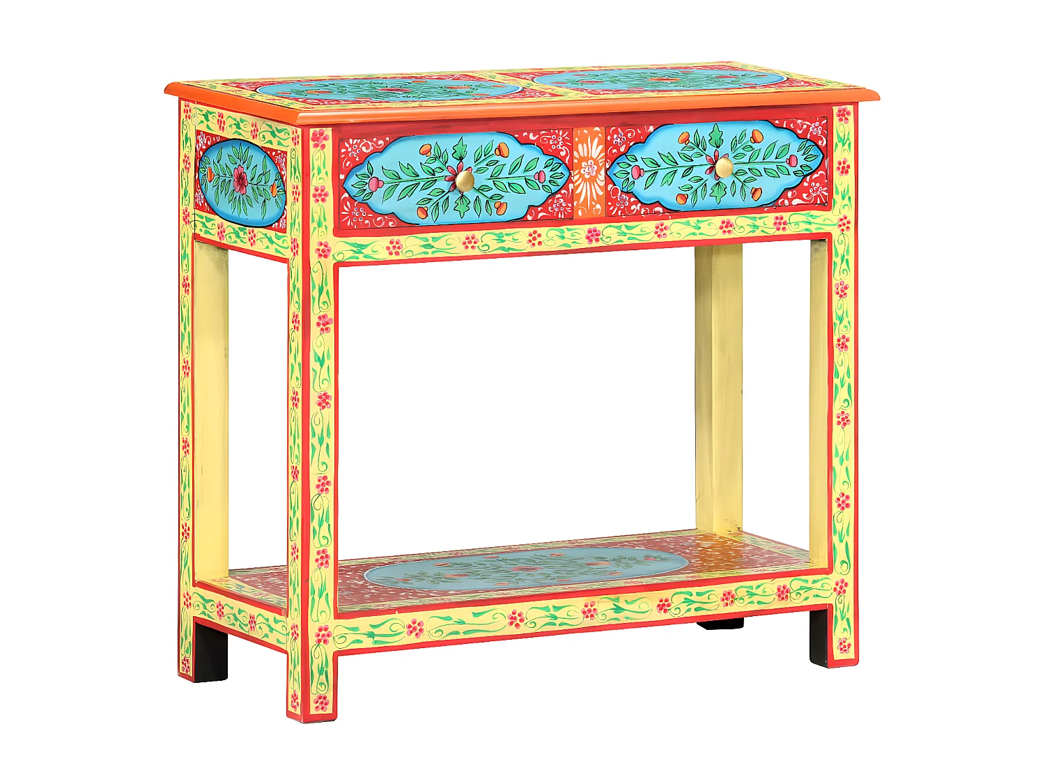 Table console peinte à la main 80x35x75 cm Bois de manguier GHR67161