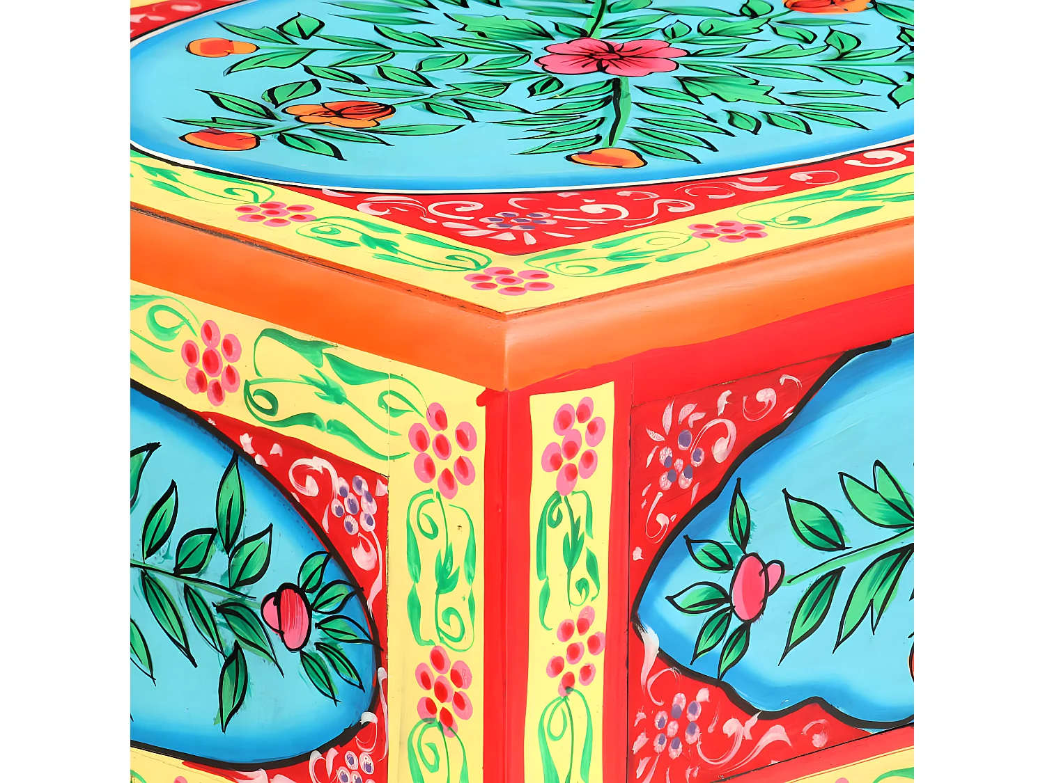 Table console peinte à la main 80x35x75 cm Bois de manguier GHR67161