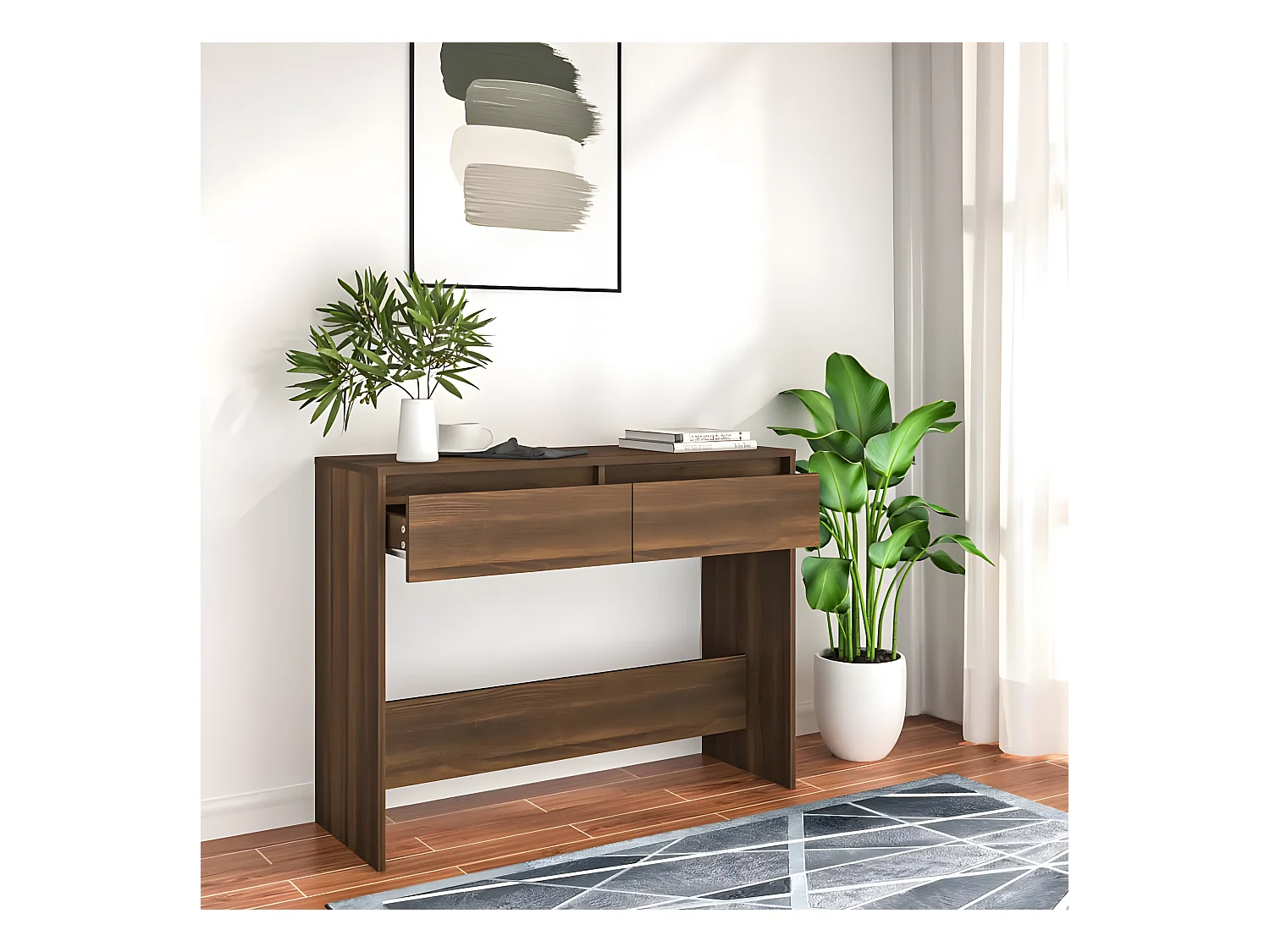 Table console Chêne marron 100x35x76,5 cm Aggloméré GHR99721