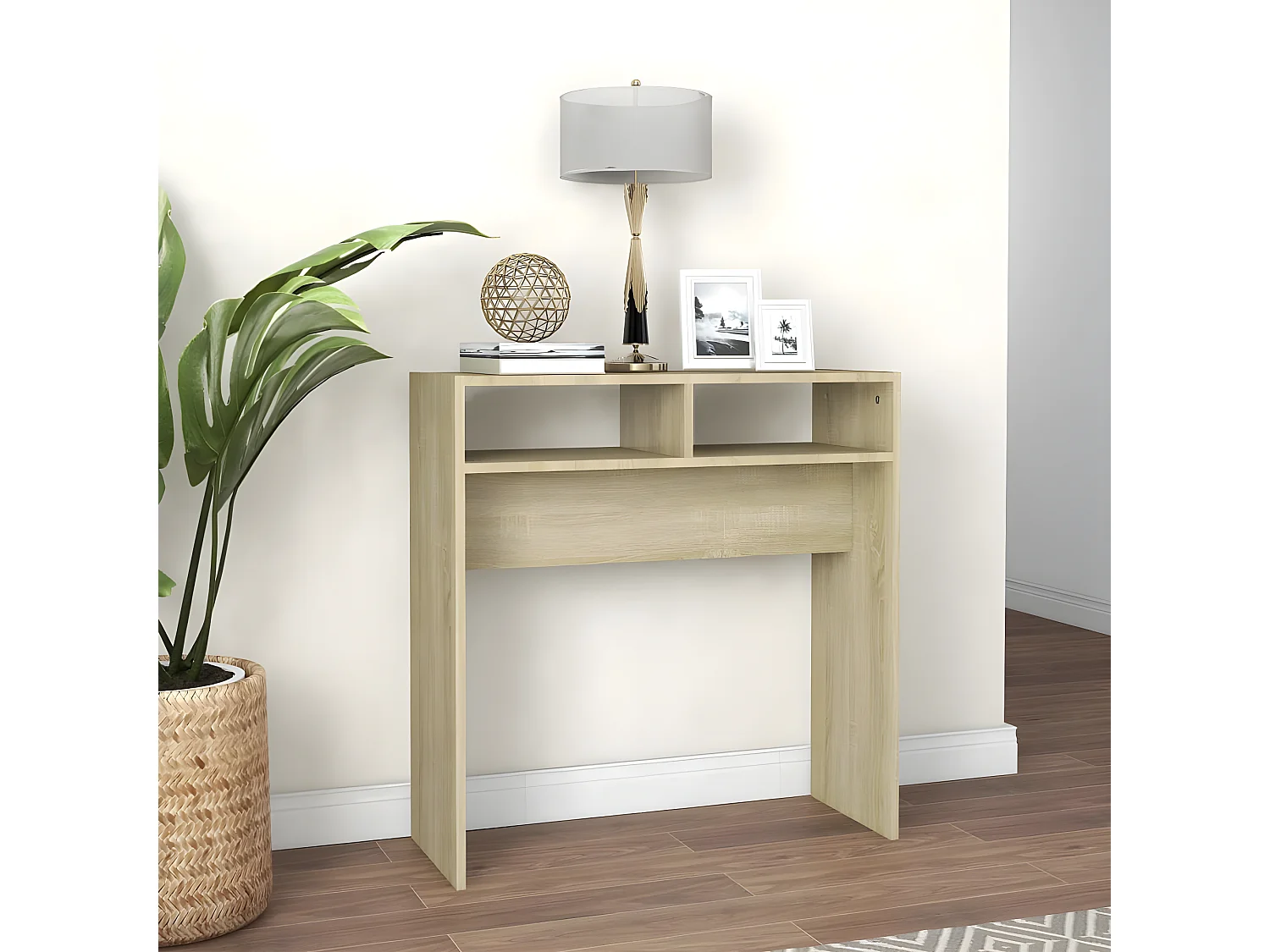 Mesa consola madera contrachapada roble Sonoma 78x30x80 cm ES940072