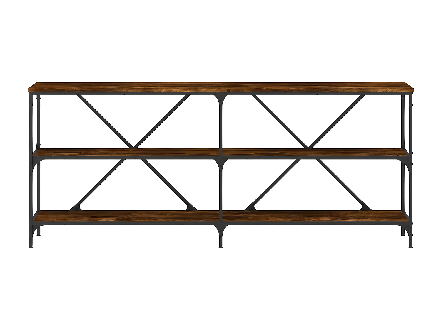 Table console chêne fumé 180x30x75 cm bois d'ingénierie et fer GHR74801