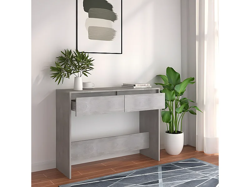 Table console Gris béton 100x35x76,5 cm Aggloméré GHR82644