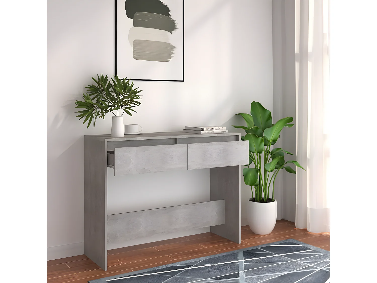Table console Gris béton 100x35x76,5 cm Aggloméré GHR82644