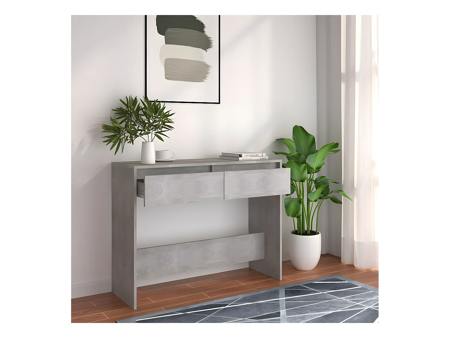 Table console Gris béton 100x35x76,5 cm Aggloméré GHR82644