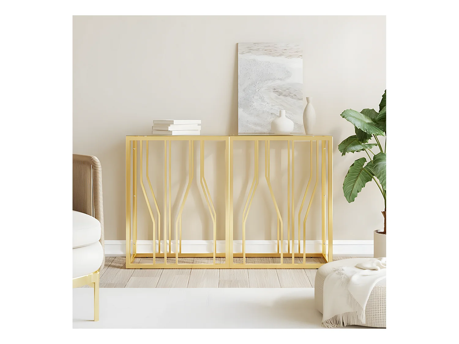Table console 110x30x70 cm acier inoxydable et verre GHR66179