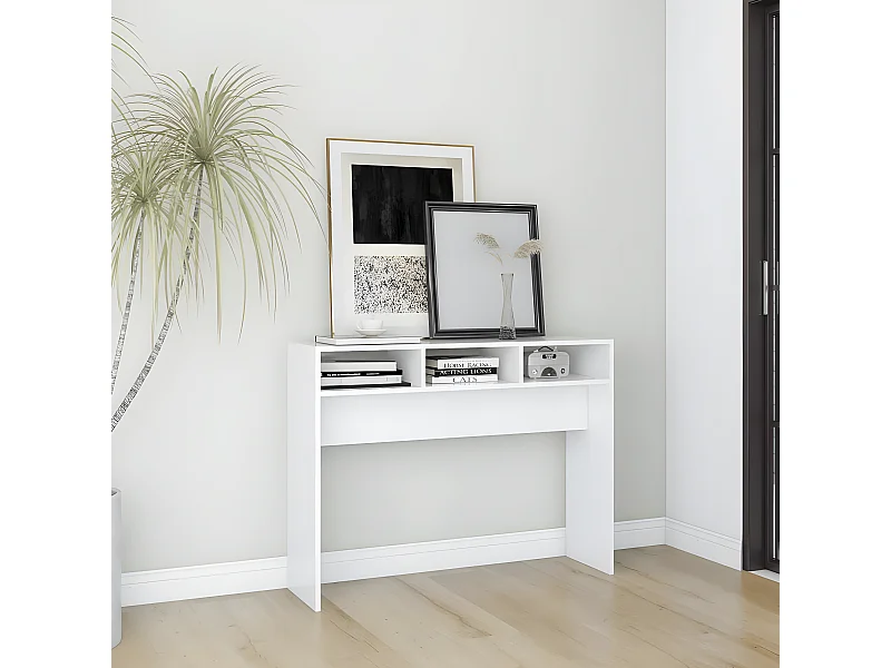 Mesa consola madera de ingeniería blanco 105x30x80 cm ES973567