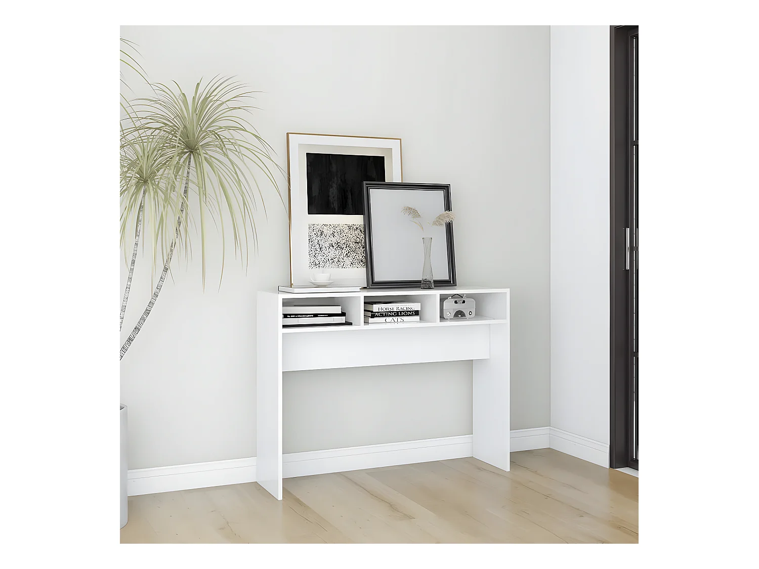 Table console Blanc 105x30x80 cm Aggloméré GHR72917