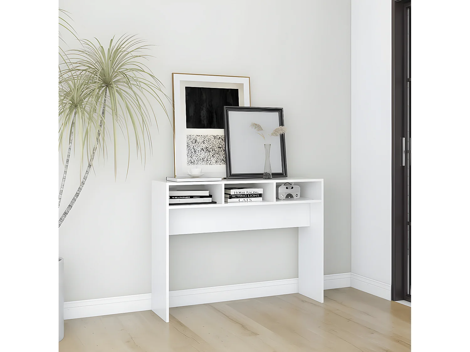 Table console Blanc 105x30x80 cm Aggloméré GHR72917