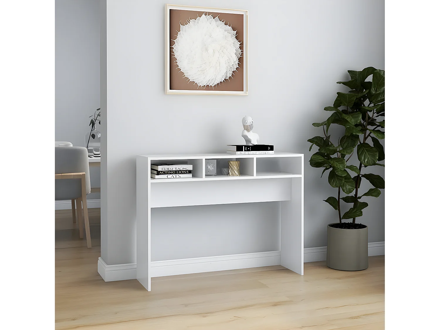 Table console Blanc 105x30x80 cm Aggloméré GHR72917