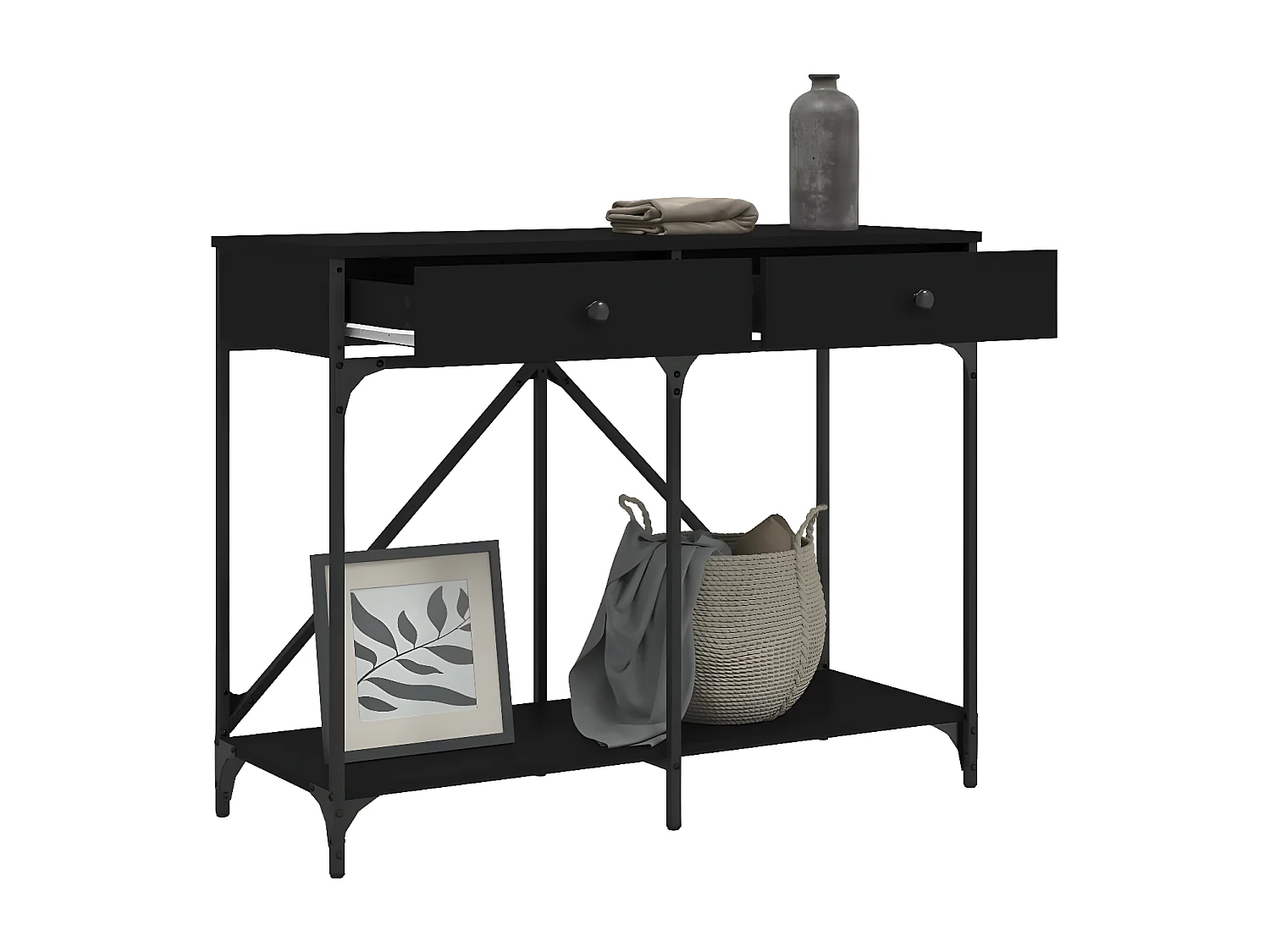 Mesa consola madera de ingeniería negra 100x39x78,5 cm ES503588