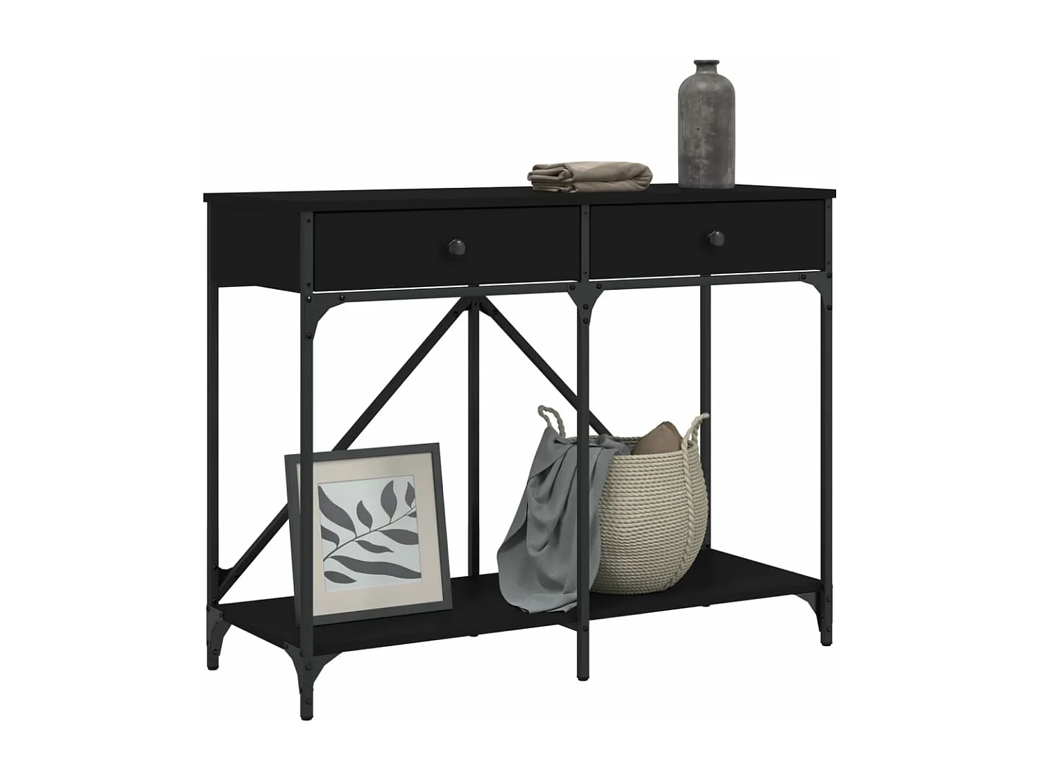 Mesa consola madera de ingeniería negra 100x39x78,5 cm ES503588