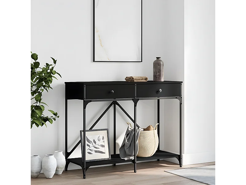 Console noir 100x39x78,5 cm bois d'ingénierie OFR67950 BonneVie Meuble