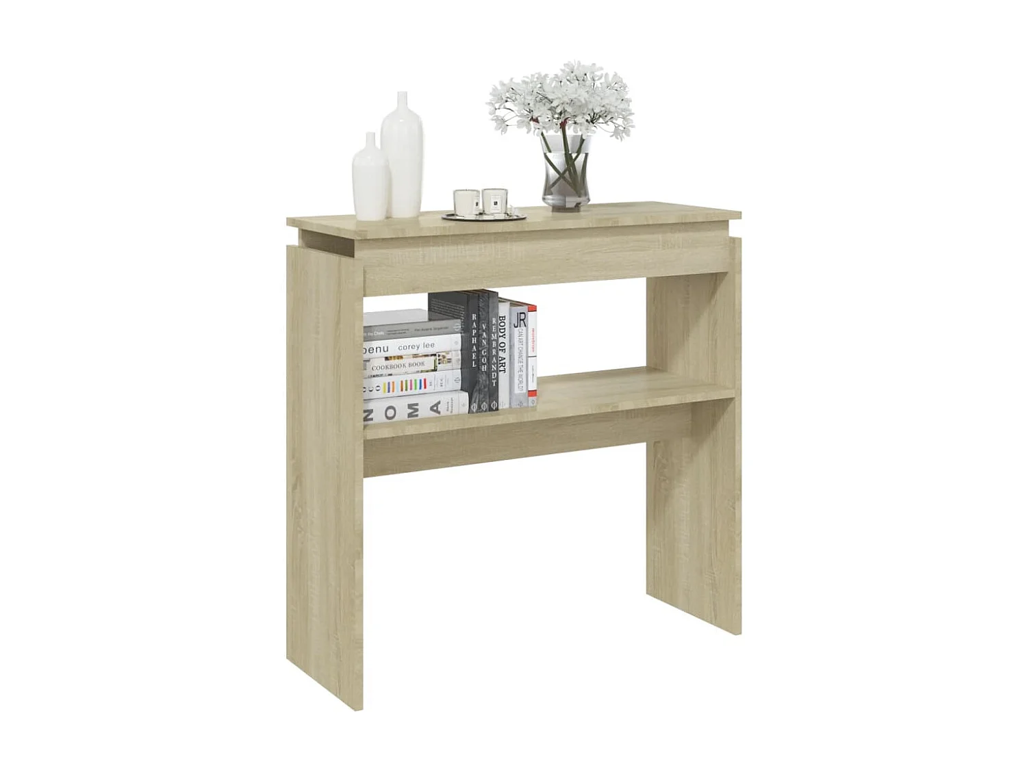 Mesa consola madera contrachapada roble Sonoma 80x30x80 cm ES778307