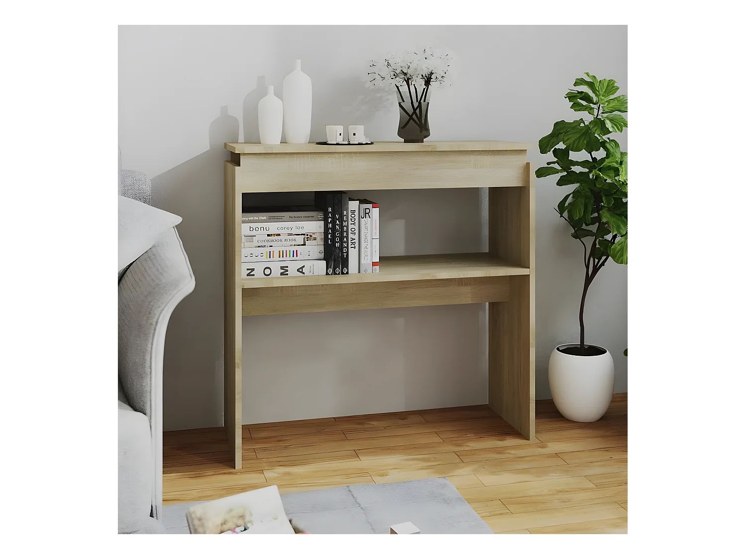 Table console Chêne sonoma 80x30x80 cm Aggloméré GHR31412