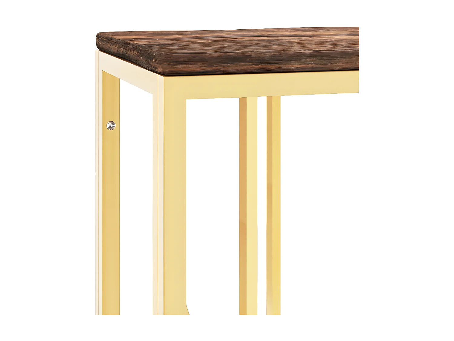 Table console doré acier inoxydable et bois massif récupération GHR12884