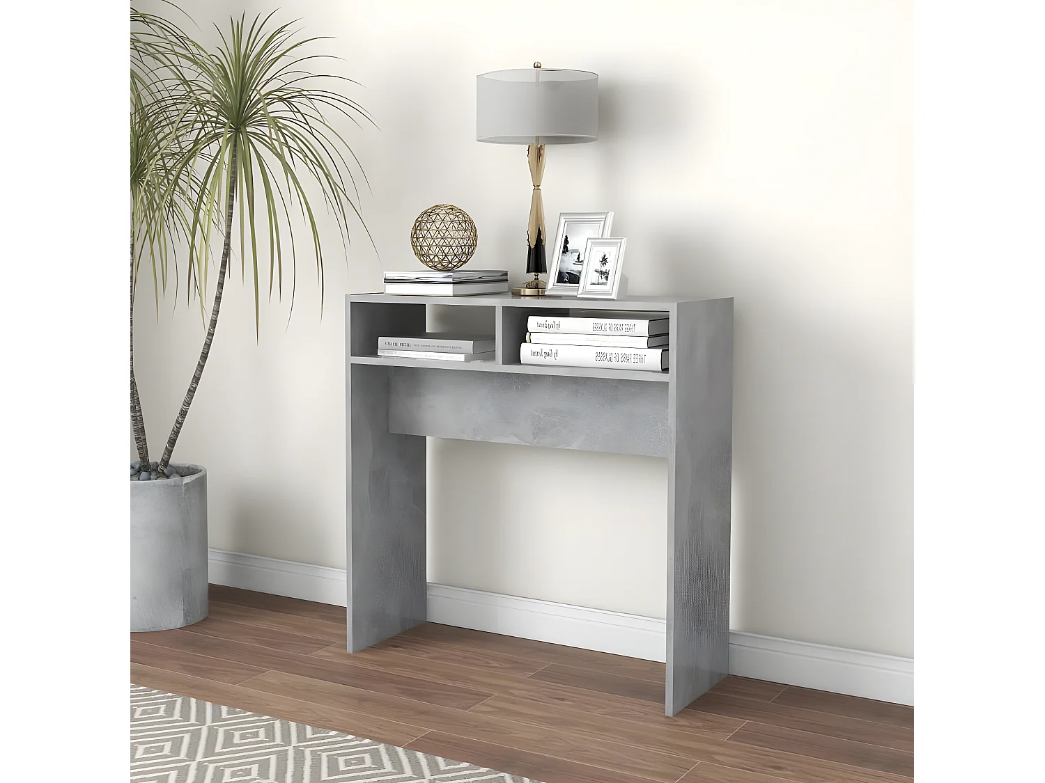 Table console Gris béton 78x30x80 cm Aggloméré GHR44345