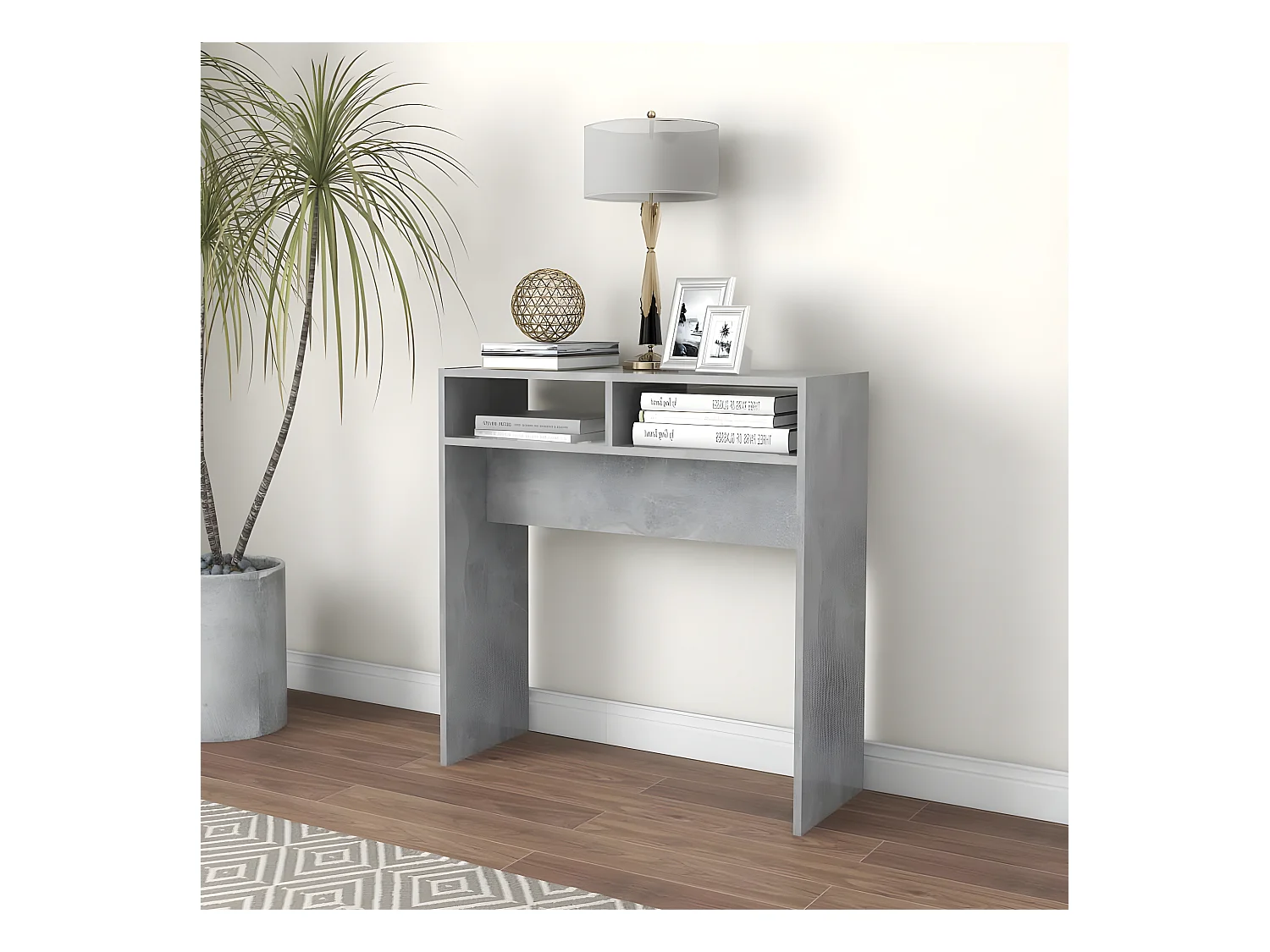 Table console Gris béton 78x30x80 cm Aggloméré GHR44345