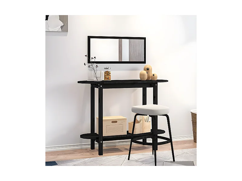Konsolentisch,Flurtisch Schwarz 110x40x80 cm Massivholz Kiefer -gkd305116