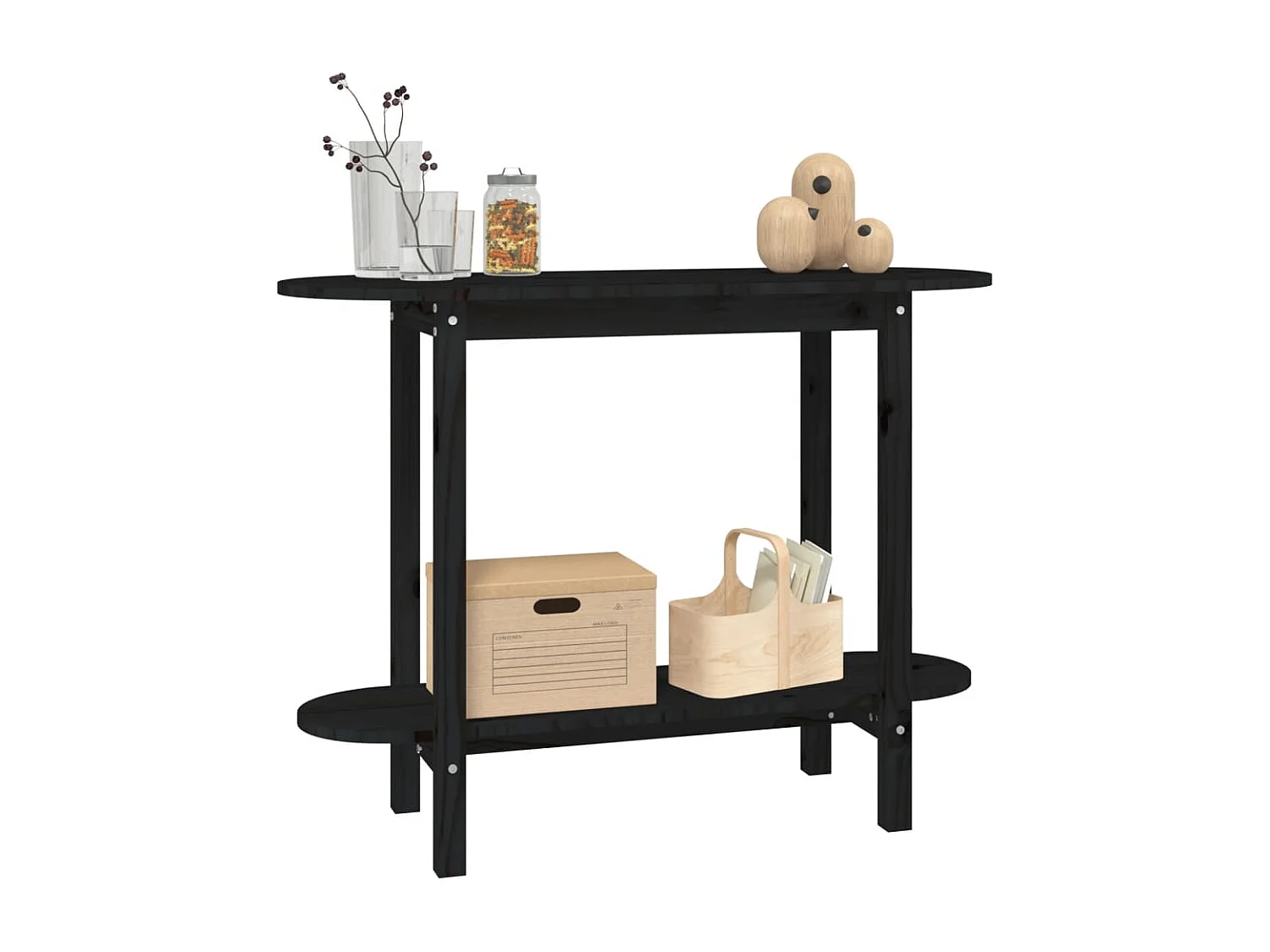 Konsolentisch,Flurtisch Schwarz 110x40x80 cm Massivholz Kiefer -gkd305116