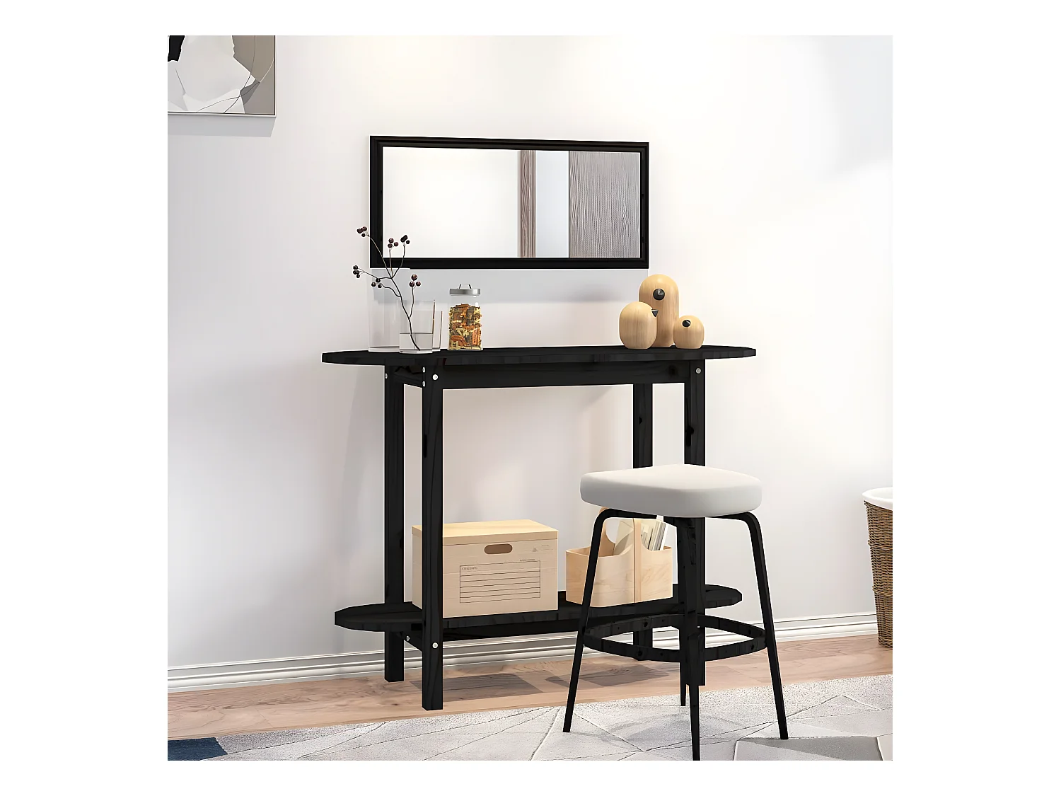 Table console Noir 110x40x80 cm Bois massif de pin GHR96847