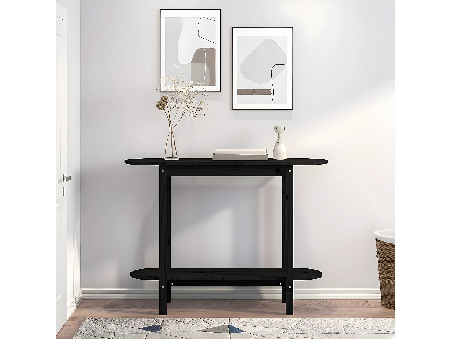Table console Noir 110x40x80 cm Bois massif de pin GHR96847