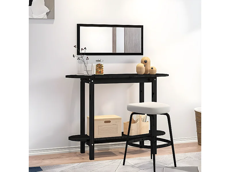 Table console Noir 110x40x80 cm Bois massif de pin GHR96847