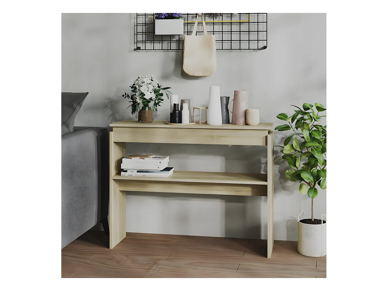 Table console Chêne sonoma 102x30x80 cm Aggloméré GHR86050