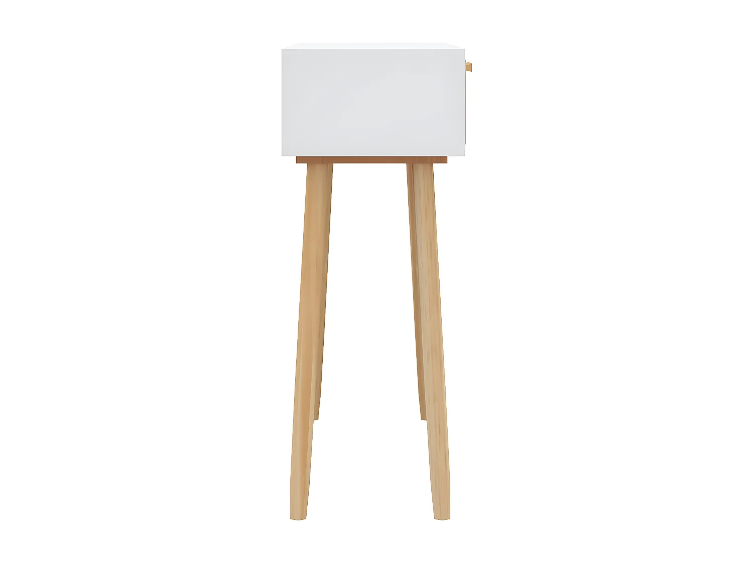 Table console Blanc 80x30x75 cm Bois massif pin /rotin naturel GHR52897