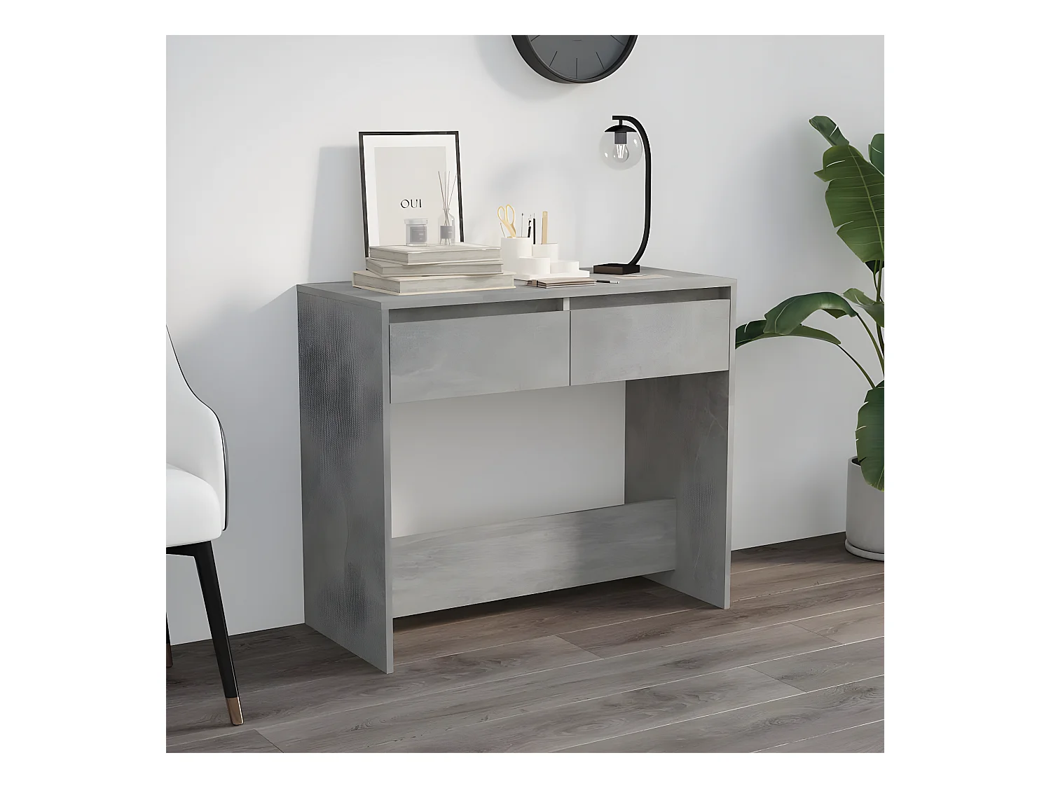 Table console Gris béton 89x41x76,5 cm Acier GHR46424