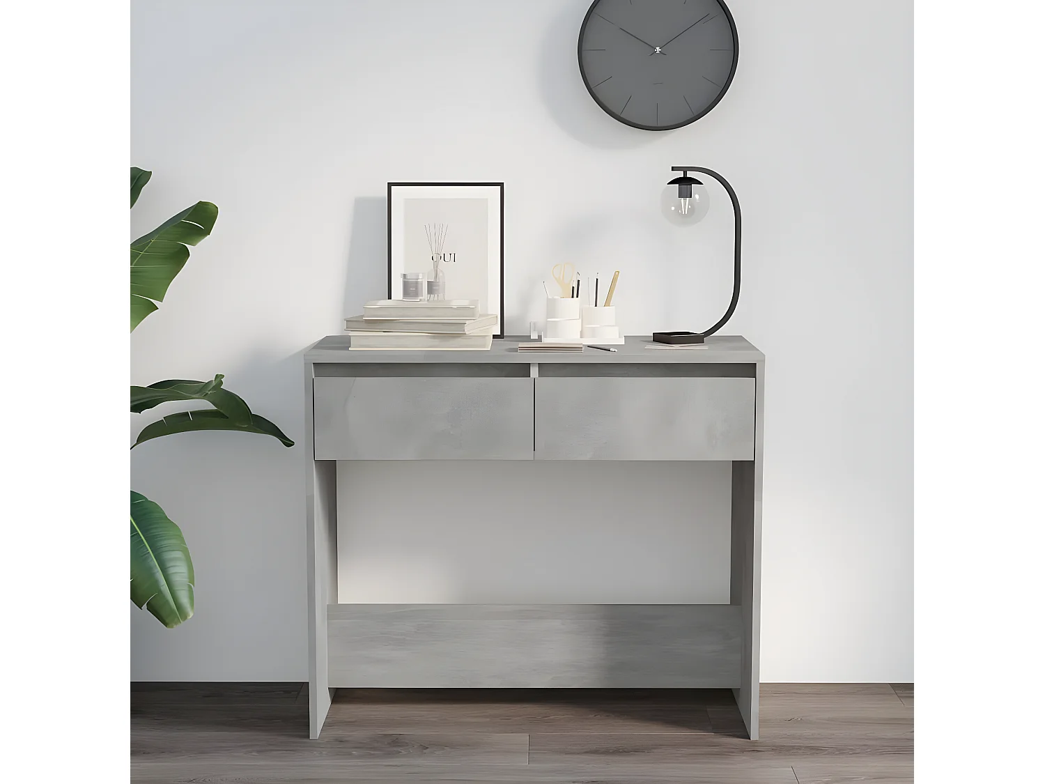 Table console Gris béton 89x41x76,5 cm Acier GHR46424