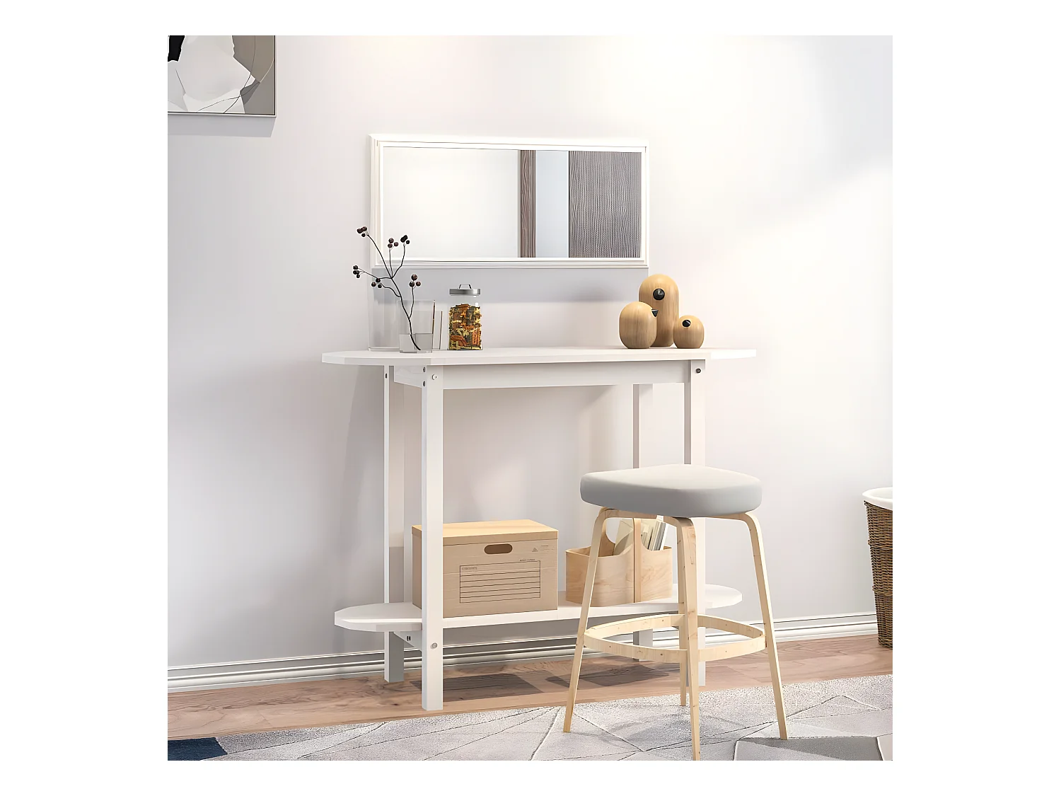 Table console Blanc 110x40x80 cm Bois massif de pin GHR49494