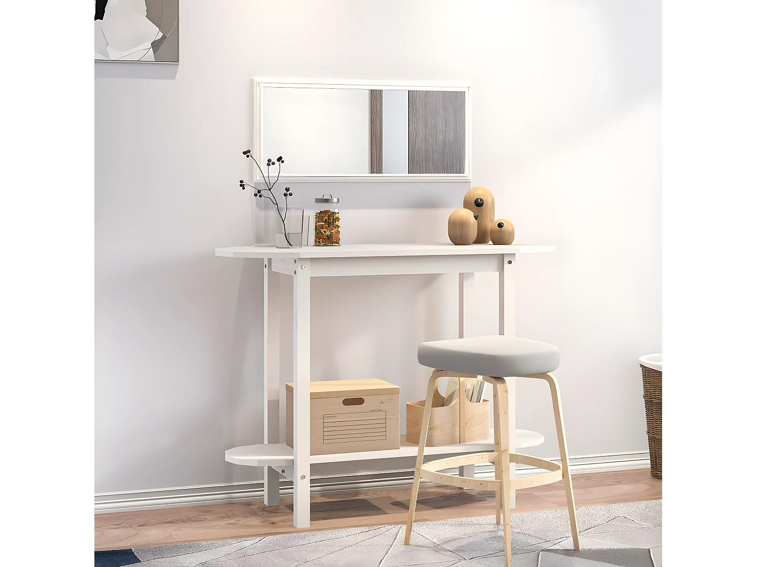 Table console Blanc 110x40x80 cm Bois massif de pin GHR49494
