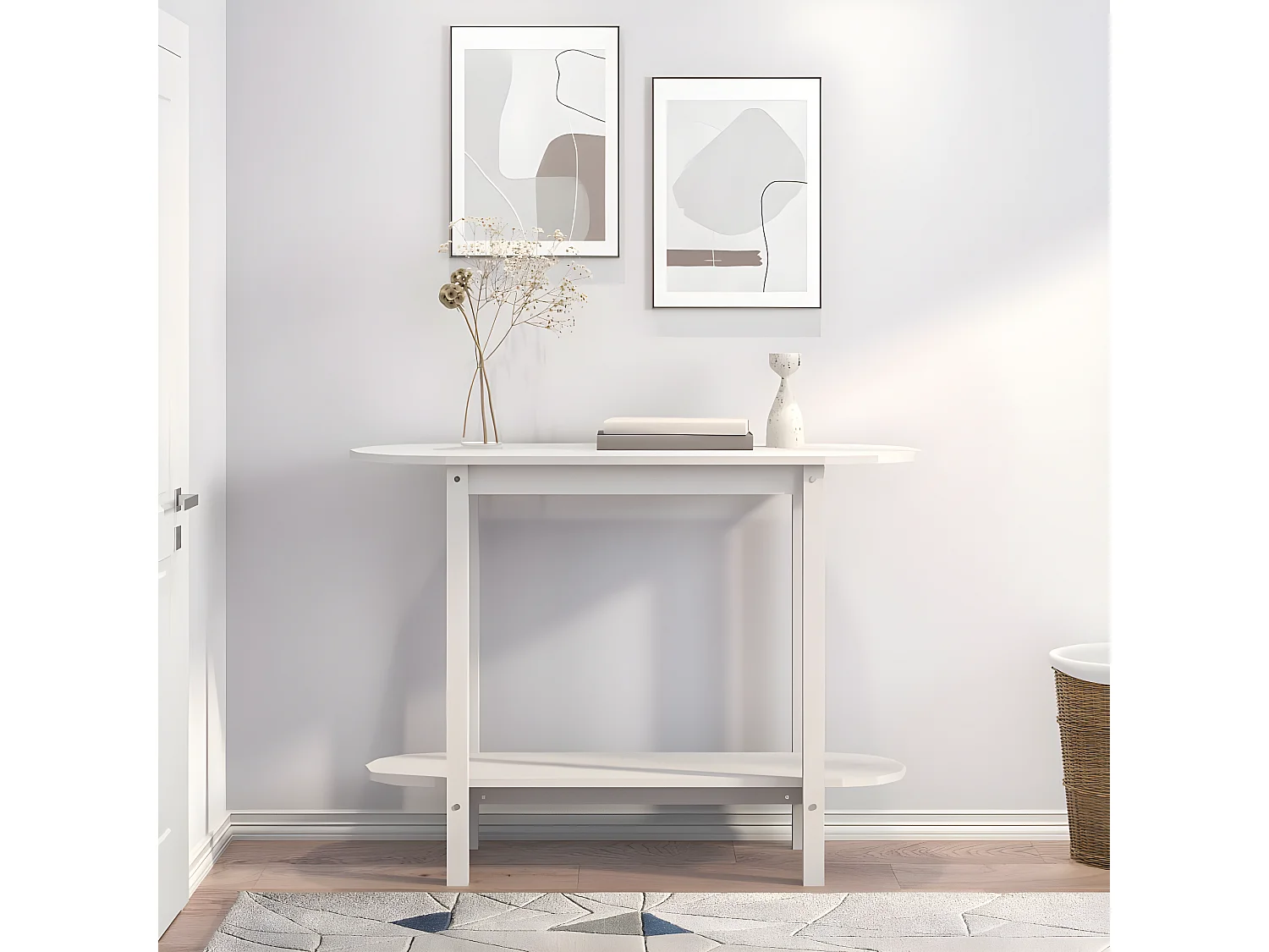 Table console Blanc 110x40x80 cm Bois massif de pin GHR49494