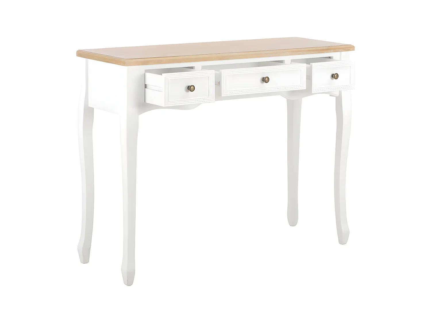 Table de console et coiffeuse avec 3 tiroirs Blanc GHR86570