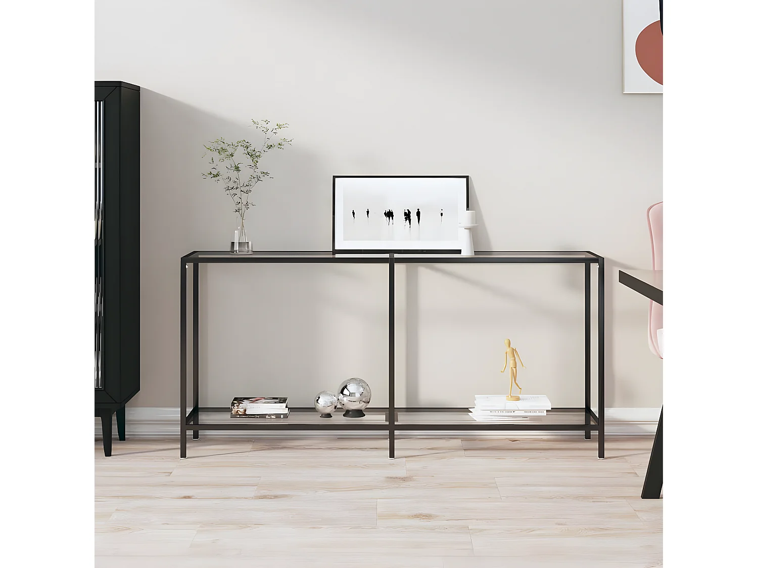 Mesa consola vidrio templado transparente 160x35x75,5 cm ES697257