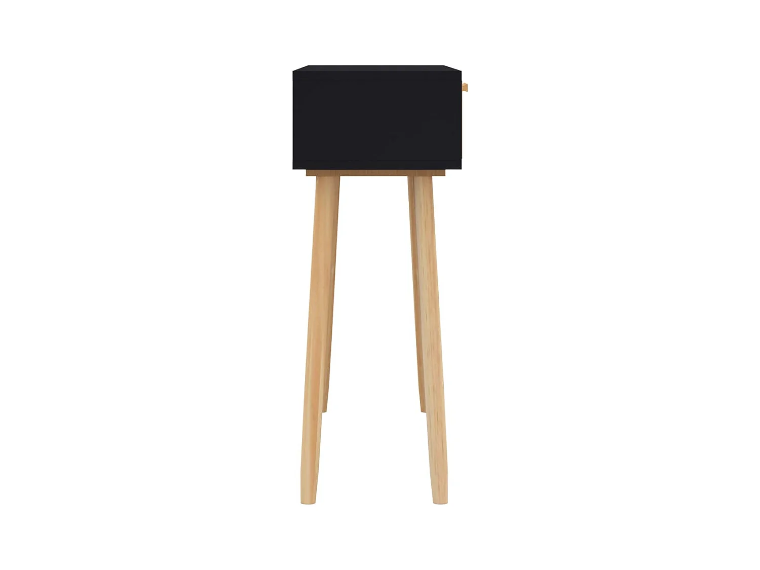 Konsolentisch,Flurtisch Schwarz 80x30x75cm Massivholz Kiefer Natur-Rattan -gkd295079