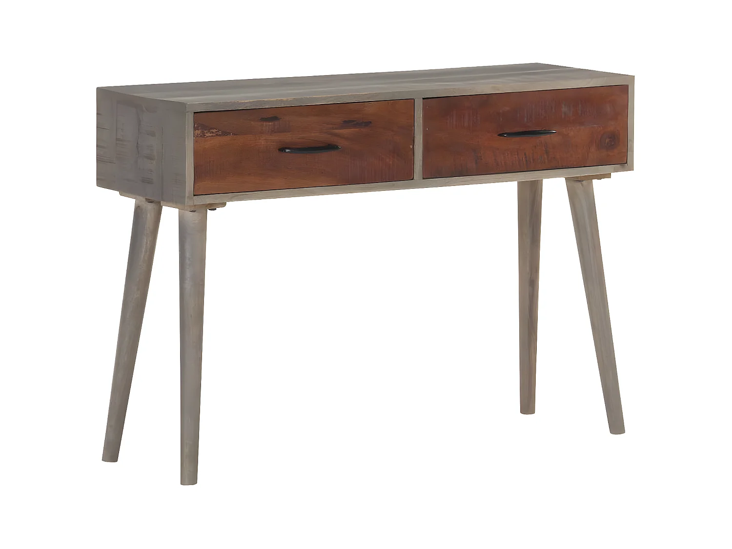 Mesa consola 110x35x75 cm mangueira maciça áspera cinzento PT271827